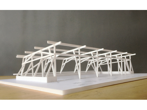 角田の木造ガレージ構造模型3