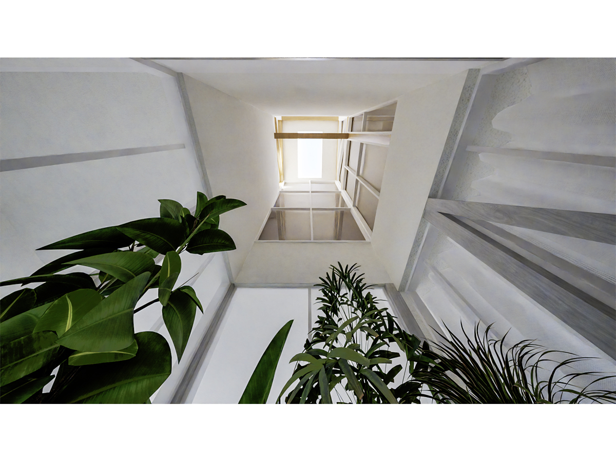 建物中央に光を取り入れる中庭